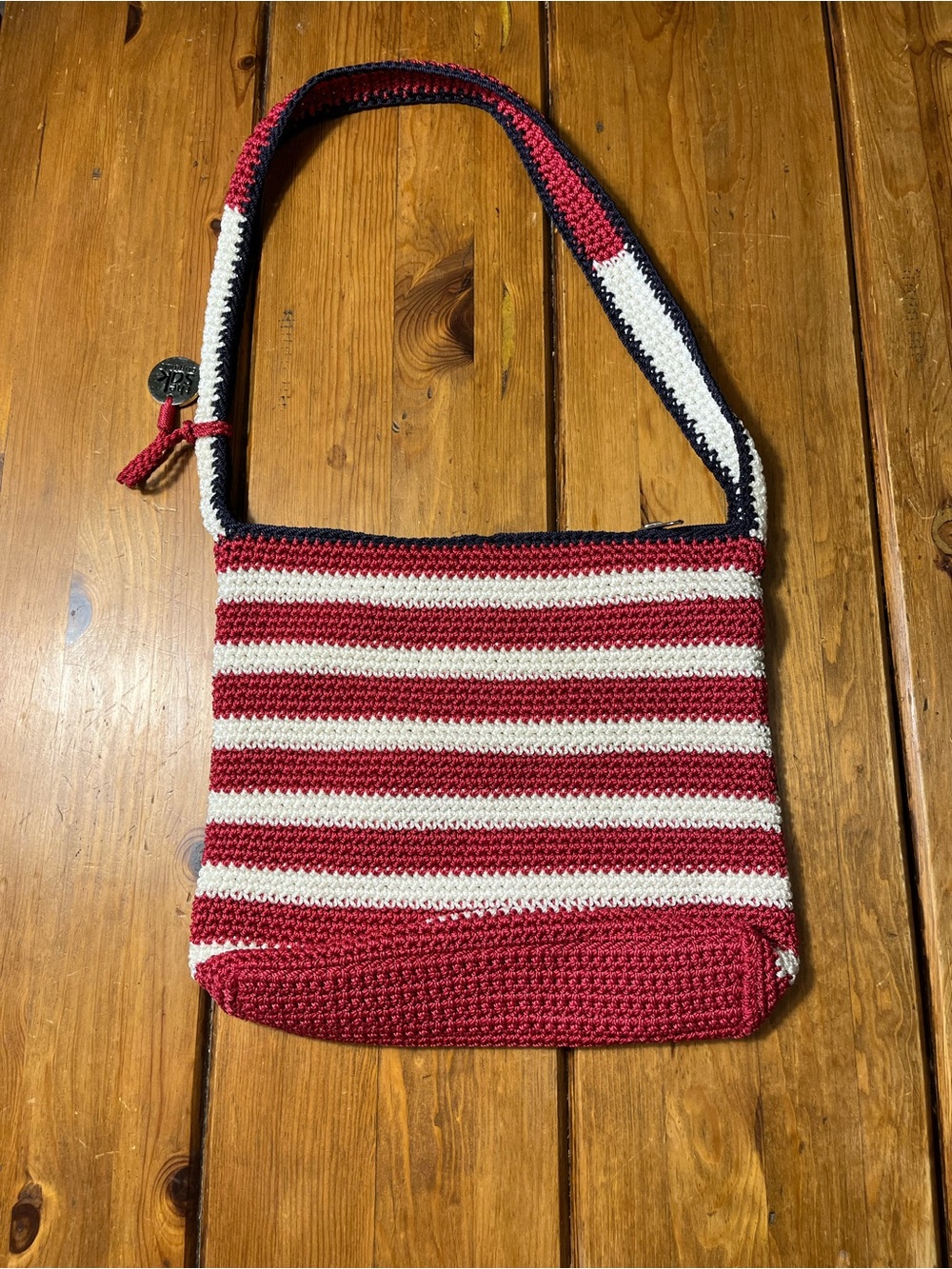 The Sak Crochet American Flag Crossbody Bag in Red, White & Blue - Picture 4 of 5